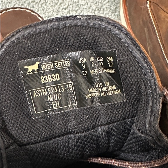 Irish Setter Wingshooter Waterproof Safety Toe Work Boots mens Size 9 EE 83630 - Picture 8 of 8